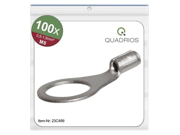 Quadrios 23C499 Ringplintar Tvärsnitt (max.)=1,5 mm² Håldiameter =8,5 mm Oisolerade 100 st