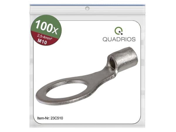 Quadrios 23C510 Ringkabelsko Tværsnit (max.)=4 mm² Hul-dia.=10.5 mm Uisoleret 100 stk