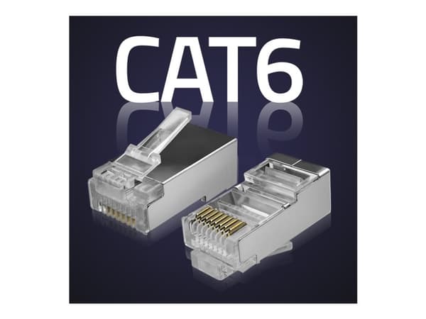 Qoltec - Nettverkkontakt - RJ-45 (hann) - FTP - CAT 6 - sølv (en pakke 100)