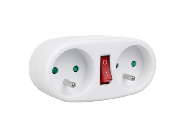 Maclean Current Outlet Socket Splitter with 2 Sockets and Circuit Breaker Type E 2x16A MCE337 E
