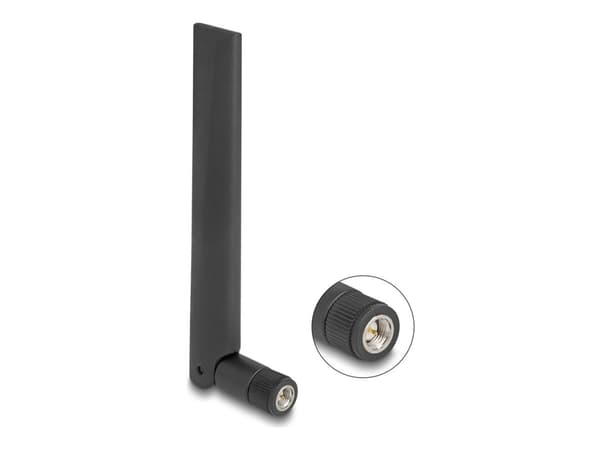 Delock - Antenne - SMA plug, with tilt joint, WiFi 6E, - dipol - WLAN - 3 dBi - rundtstrålende - svart