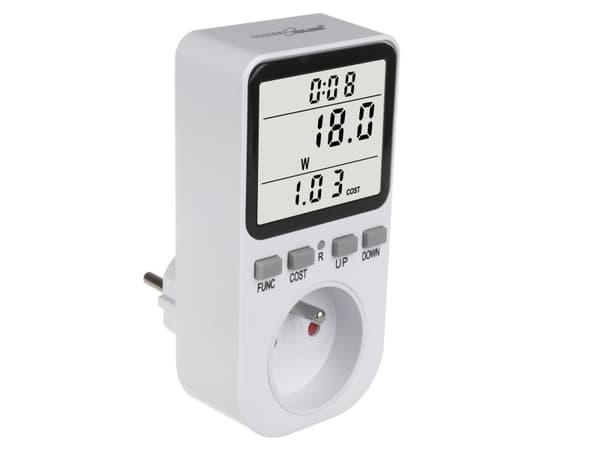 GreenBlue GB364 E Energimåler, wattmåler, Type E, 220-240 V AC, 50 Hz, Maks. Last 16A, IP20, Integrert batteri, Europeisk plugg