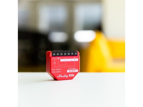 Shelly 1PM Gen3, Smart strömställare, Trådlös, Plast, 30 m, 50 m, Röd
