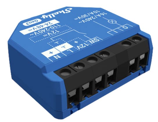 Shelly 1 Gen3, Smart strömställare, 1P, Trådlös, Mätt, 30 m, 50 m