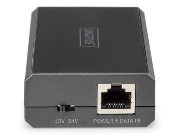 Digitus DN-95211, Fast Ethernet, Gigabit Ethernet, 10,100,1000 Mbit/s, IEEE 802.3bt, Full, Half, Musta, 48 V