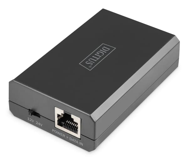Digitus DN-95211, Fast Ethernet, Gigabit Ethernet, 10,100,1000 Mbit/s, IEEE 802.3bt, Full, Half, Musta, 48 V
