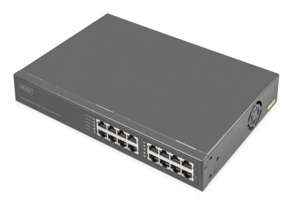 DIGITUS - Strömtillförsel (rackmonterbar/extern) - 8-port Gigabit Ethernet, 802.3bt - AC 100-240 V - 250 Watt - utgångskontakter: 8 - 1U