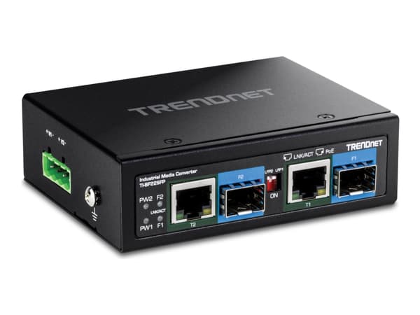 TRENDnet TI-BF22SFP - Version v1.0R - fibermediekonverterare - 1GbE - 2 portar - 2 x RJ-45 / 2 x SFP (mini-GBIC) - TAA-kompatibel