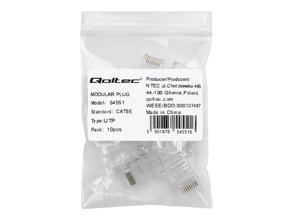 Qoltec - Nettverkkontakt - RJ-45 (hann) - UTP - CAT 5e - sølv (en pakke 10)