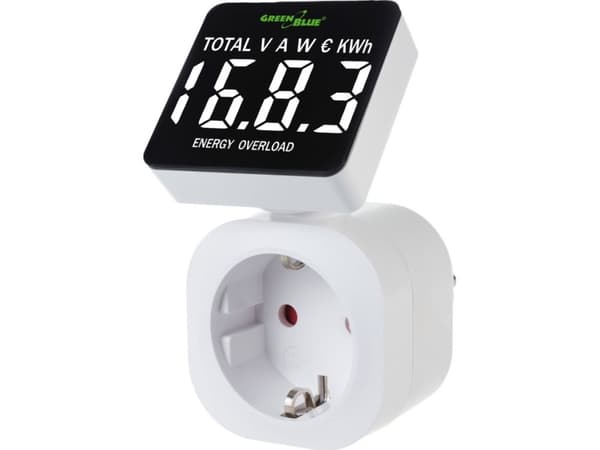 GreenBlue-energiamittari, wattimittari, 16A, max. 3680W, muistilla varustettu alamittari, GB620 E