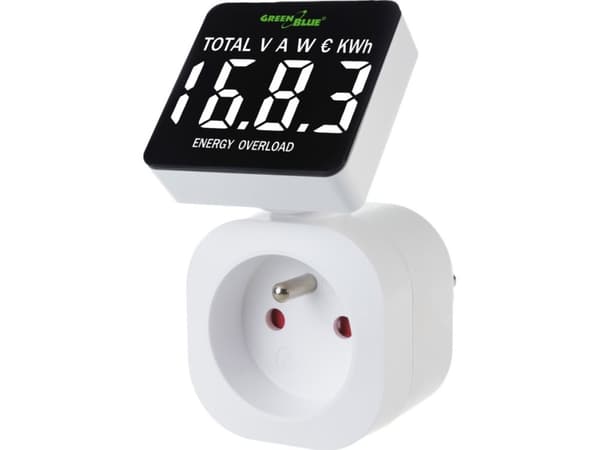 GreenBlue-energiamittari, wattimittari, 16A, max. 3680W, muistilla varustettu alamittari, GB620 E