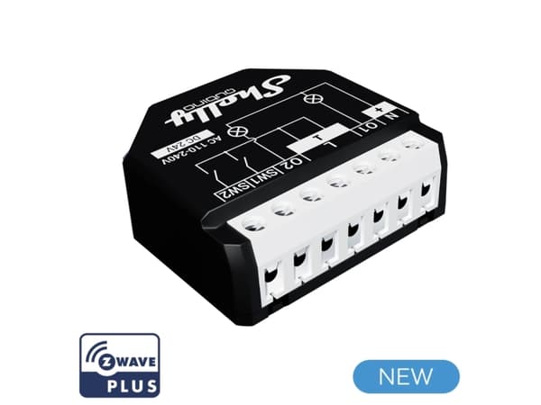 Shelly Qubino WAVE 2PM, Smartbryter, Trådløs, Plast, 25 dBmW, Z-Wave, 868,4 MHz