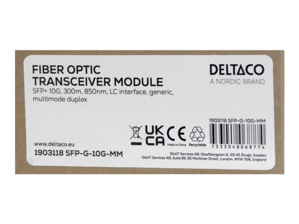 DELTACO - SFP+ transceivermodul - 10GbE - 10GBase-SR - LC Dupleks multimodus - opt til 300 m - 850 nm