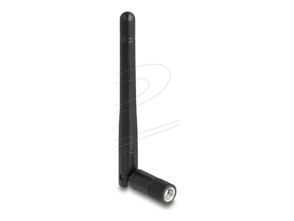 Delock - Antenne - WLAN 802.11 ac/ax/a/b/g/n, RP-SMA plug, with tilt joint - 2 dBi - rundtstrålende - svart