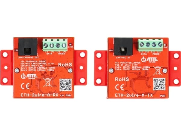 ATTE UTP / 2-WIRE OMVANDLARE FÖR LAN+POE ÖVERFÖRING ETH-2WIRE-SET 2 PAKET ATTE