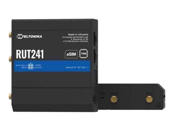 Teltonika RUT241 eSIM - Trådløs ruter - WWAN 2,4 GHz - 2G, 3G, 4G - DIN-skinnemonterbar