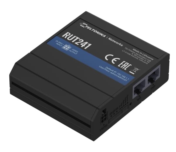 Teltonika RUT241 eSIM - Trådløs ruter - WWAN 2,4 GHz - 2G, 3G, 4G - DIN-skinnemonterbar Sort