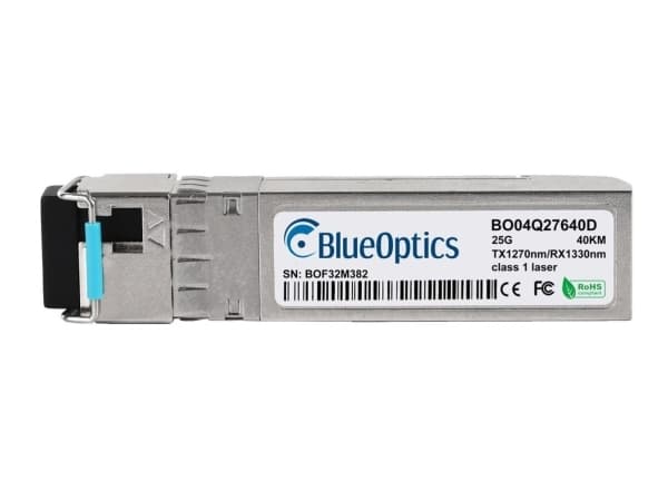 Yhteensopiva Huawei SFP28-25G-BX-U-40KM BlueOptics BO04Q27640D SFP28 Bidi Transceiver, LC-Simplex, 25GBASE-BX-U, yksimuotokuitu, TX1270nm/RX1330nm, 4