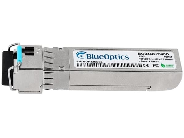 Yhteensopiva Mellanox SFP28-25G-BX-U-40KM BlueOptics BO04Q27640D SFP28 Bidi Transceiver, LC-Simplex, 25GBASE-BX-U, yksimuotokuitu, TX1270nm/RX1330nm,