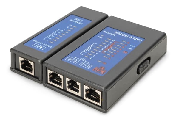 Digitus DN-14001-2, PoE-tester, RJ-45, Kontinuitetstesting, Tverrforbindende testing, PoE testing, Skjermingstesting, Kortslutningstesting, Sort, 120