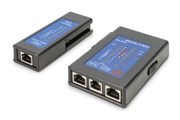 Digitus DN-14001-2, PoE-tester, RJ-45, Kontinuitetstesting, Tverrforbindende testing, PoE testing, Skjermingstesting, Kortslutningstesting, Sort, 120
