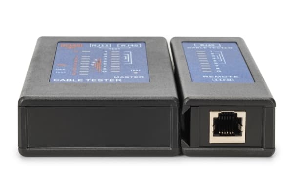 Digitus DN-14001-2, PoE-tester, RJ-45, Kontinuitetstesting, Tverrforbindende testing, PoE testing, Skjermingstesting, Kortslutningstesting, Sort, 120