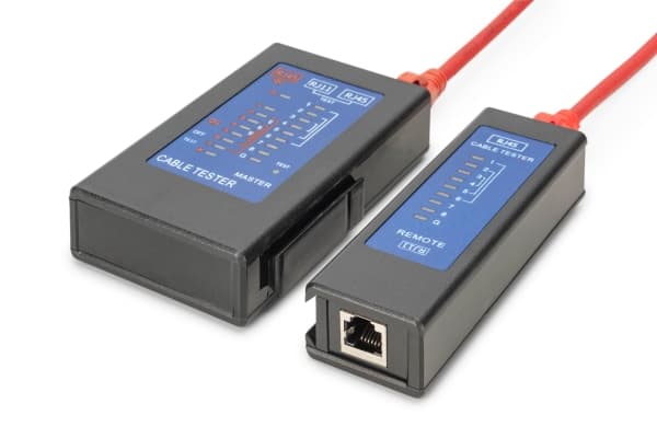 Digitus DN-14001-2, PoE-tester, RJ-45, Kontinuitetstesting, Tverrforbindende testing, PoE testing, Skjermingstesting, Kortslutningstesting, Sort, 120