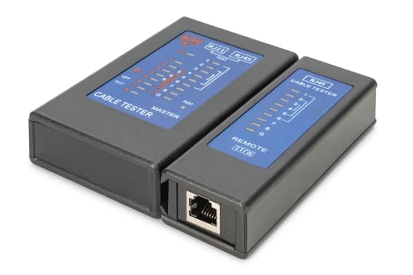 Digitus DN-14001-2, PoE-tester, RJ-45, Kontinuitetstesting, Tverrforbindende testing, PoE testing, Skjermingstesting, Kortslutningstesting, Sort, 120