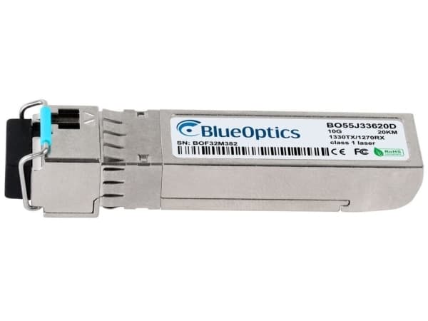 Yhteensopiva QLogic SFP-10G-BX-D BlueOptics BO55J33620D SFP+ Bidi Transceiver, LC-Simplex, 10GBASE-BX-D, yksimuotokuitu, TX1330nm/RX1270nm, 20KM, DDM
