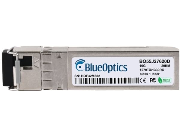 BlueOptics SFP-10G-BX-U-20-PS-BO, Fiber optisk, 10000 Mbit/s, SFP+, LC, 20000 m, 1270 nm