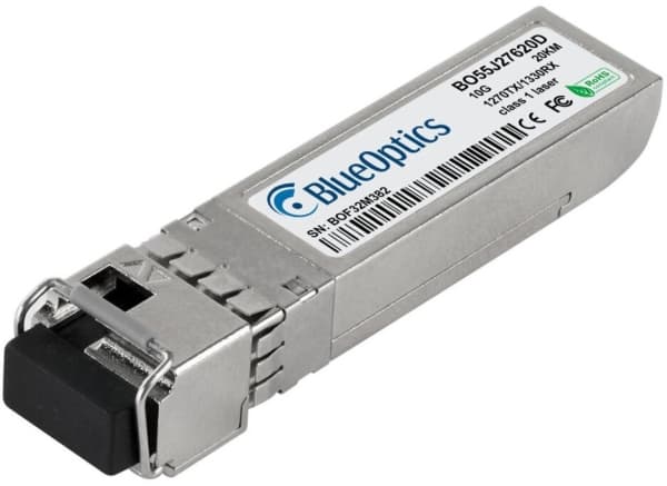 Yhteensopiva Ciena SFP-10G-BX-U BlueOptics BO55J27620D SFP+ Bidi Transceiver, LC-Simplex, 10GBASE-BX-U, yksimuotokuitu, TX1270nm/RX1330nm, 20KM, DDM,