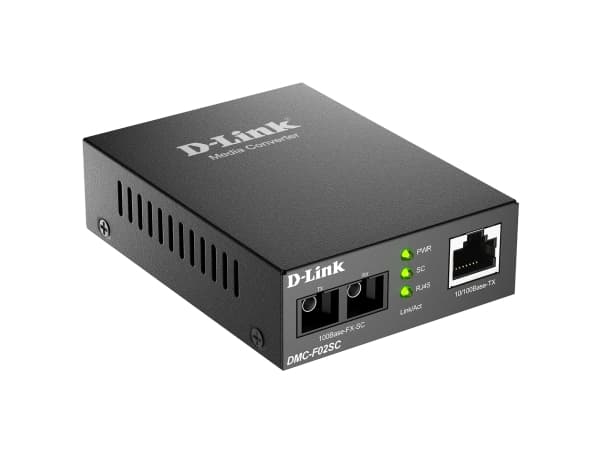 D-Link DMC F02SC - Kuitumuunnin - 100Mb LAN - 10Base-T, 100Base-FX, 100Base-TX - RJ-45 / SC multimode - enintään 2 km - 1310 nm