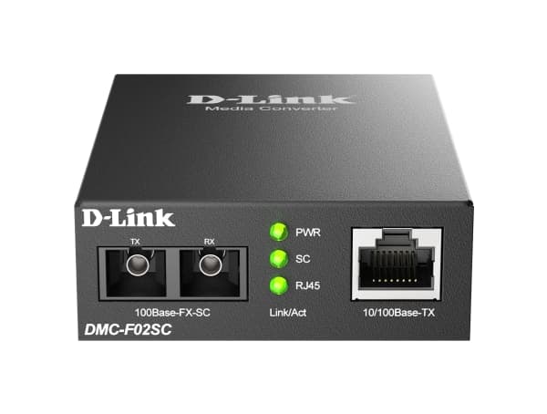 D-Link DMC F02SC - Kuitumuunnin - 100Mb LAN - 10Base-T, 100Base-FX, 100Base-TX - RJ-45 / SC multimode - enintään 2 km - 1310 nm