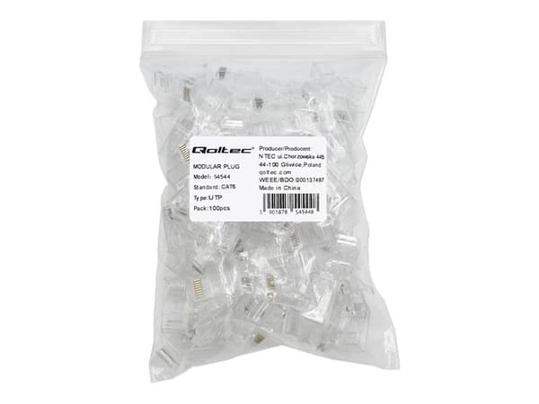 Qoltec - Nettverkkontakt - RJ-45 (hann) - UTP - CAT 6 - gjennomsiktig (en pakke 100)