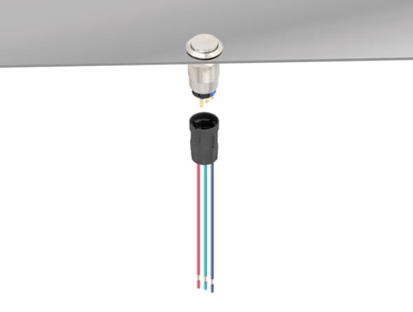 Delock-uttak for 19 mm 3-pins knapp eller bryter