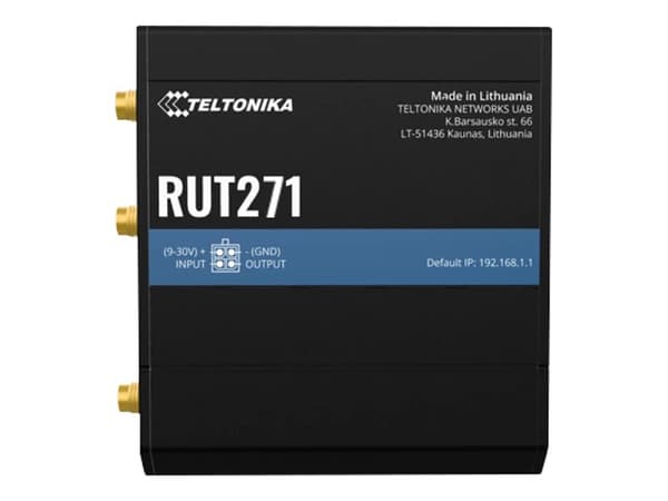 Teltonika RUT271, Mobilnät, router, Svart, Gjuten aluminium, Plast, DIN-skena/väggmontering, Industriell, Snabb Ethernet musta