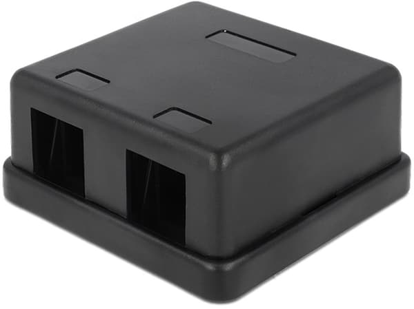 DeLOCK Keystone-skuff, 2 porter, plast, svart