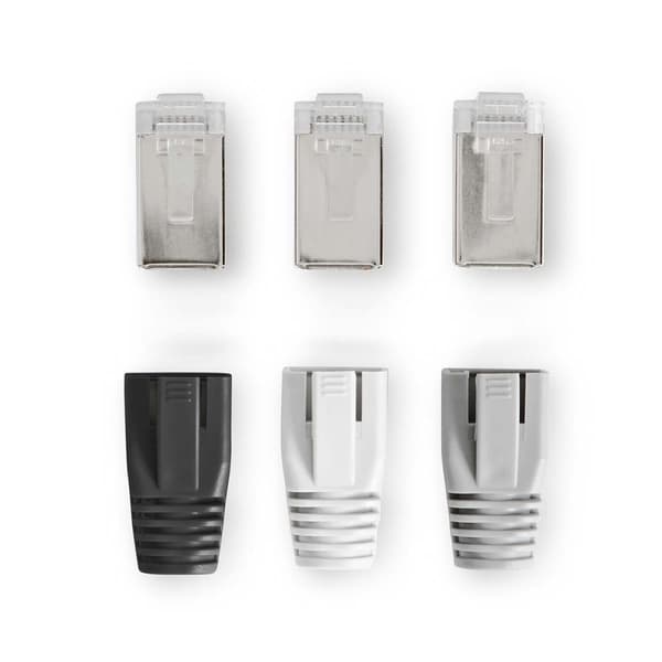 Nedis RJ45-liitin | RJ45 Pass Through | Kiinteä/juosteinen FTP CAT6a | Suora | Kullattu | 10 kpl | PVC | Harmaa / Musta / Valkoinen | Laatikko