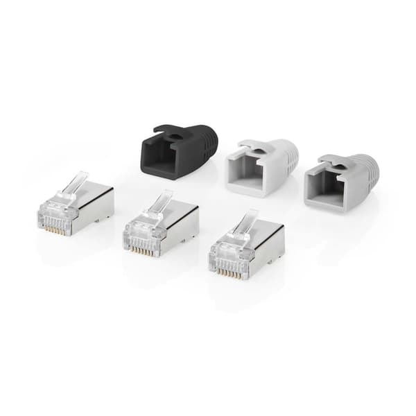 Nedis RJ45-liitin | RJ45 Pass Through | Kiinteä/juosteinen FTP CAT6a | Suora | Kullattu | 10 kpl | PVC | Harmaa / Musta / Valkoinen | Laatikko
