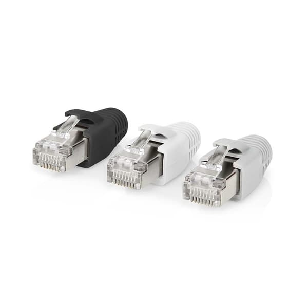 Nedis RJ45-liitin | RJ45 Pass Through | Kiinteä/juosteinen FTP CAT6a | Suora | Kullattu | 10 kpl | PVC | Harmaa / Musta / Valkoinen | Laatikko