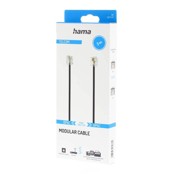 Hama Kabel Modular 6p4c Svart 3,0m