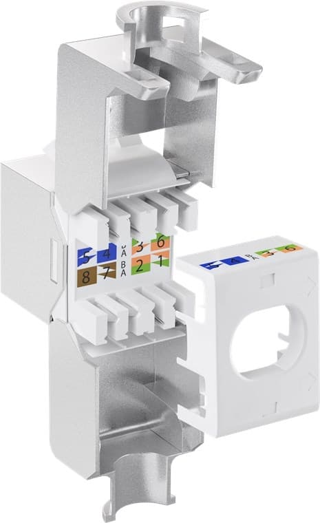 Goobay Keystone modul RJ45 CAT 6A, STP, slim-line 14,7 mm bred, crocodile typen, klemrække til IDC-montering (værktøjsfri)