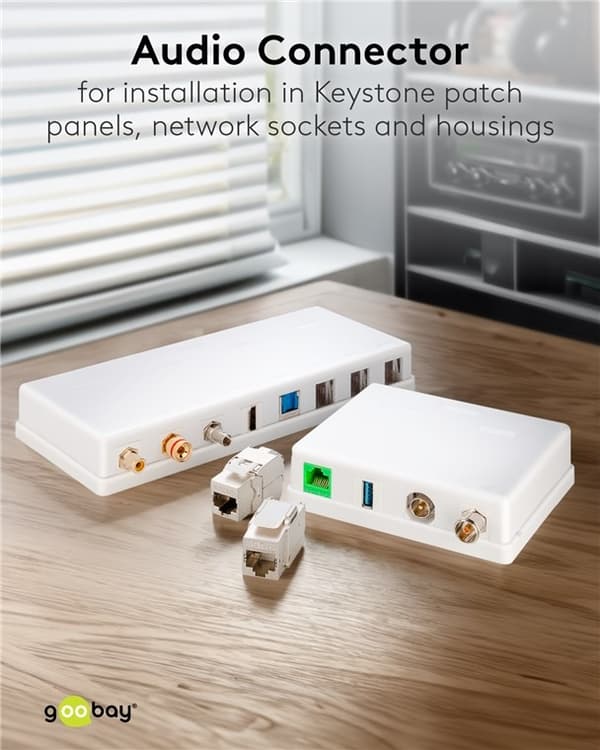 Goobay Keystone-modul phono/RCA 2x phonosocket, hvid, forgyldt