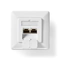 Miniatyrbilde 1 av 8: Nedis Nettverksveggboks | I veggen | 2-Port port(s) | CAT6 | Rett | Hunn | Gull belagt | PVC | Hvit | Boks