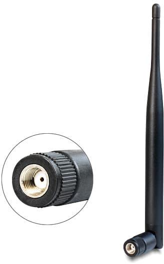 DeLOCK WLAN antenne RP-SMA han, 5dBi, 2,4GHz, rundstrål., 50 Ohm, sor
