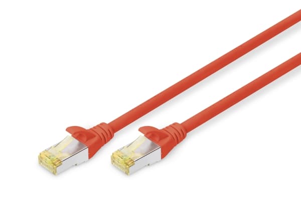 DIGITUS - Patch-kabel - RJ-45 (hane) till RJ-45 (hane) - 50 cm - SFTP - CAT 6a - startad, halogenfri, formpressad, hakfri, tvinnad - röd, RAL 3020
