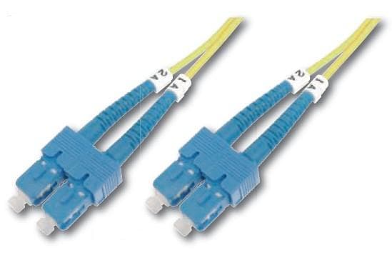 DIGITUS - Patch-kabel - SC enkelläge (hane) till SC enkelläge (hane) - 10 m - fiberoptisk - 9 / 125 mikrometer - OS1 - halogenfri - gul