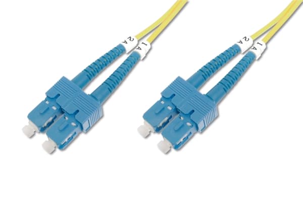 DIGITUS - Patch-kabel - SC enkelläge (hane) till SC enkelläge (hane) - 10 m - fiberoptisk - 9 / 125 mikrometer - OS1 - halogenfri - gul