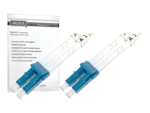 DIGITUS - Koblingskabel - LC-enkeltmodus (hann) til LC-enkeltmodus (hann) - 3 m - fiberoptisk - 9 / 125 micron - OS1 - med støvel, halogenfri - gul