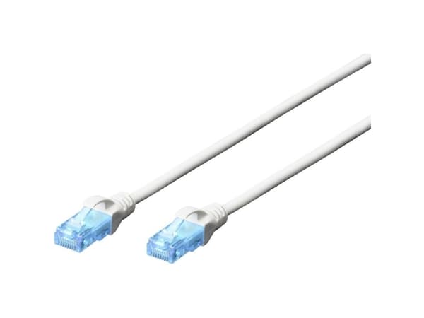 DIGITUS Professional Premium - Liitäntäkaapeli - RJ-45 (uros) - RJ-45 (uros) - 5 m - UTP - CAT 5e - napautettu, solmuton - valkoinen, RAL 9003